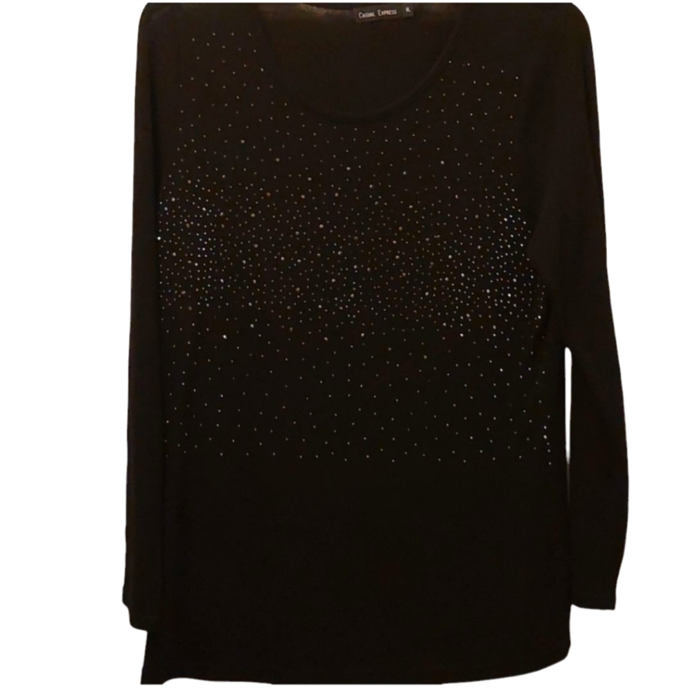 Casual Express Black Night Sky Pullover Sweater XL EUC